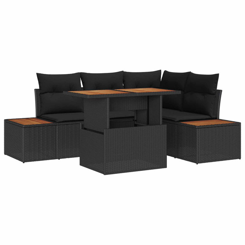 vidaXL Garden Dining Set with Cushion Manual 5 pcs Black and Brown