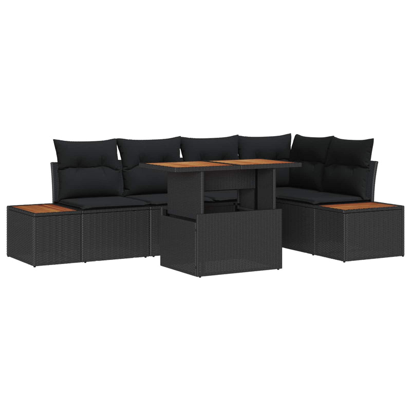 vidaXL Garden Dining Set with Cushion Manual 6 pcs Black and Brown