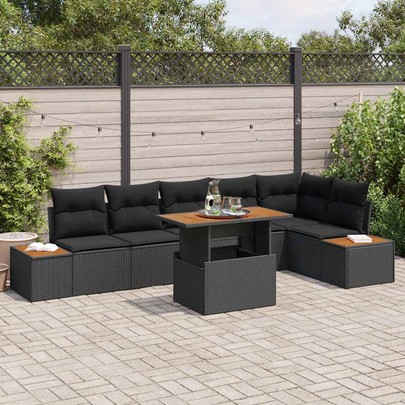 vidaXL Garden Dining Set Manual 7 pcs Black and Brown 100 x 55 x 73 cm