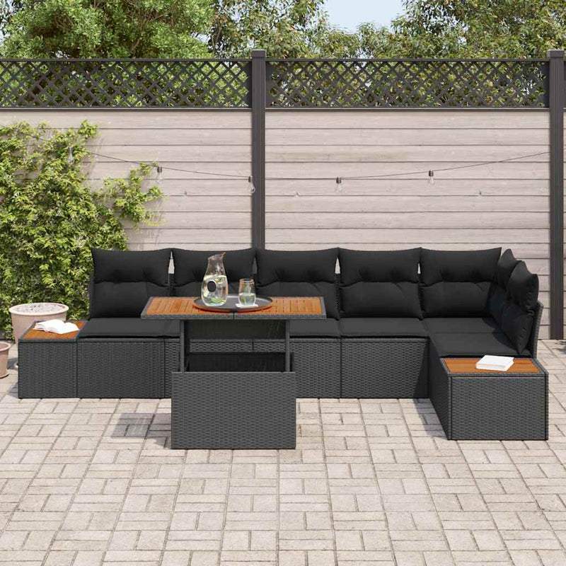 vidaXL Garden Dining Set with Cushion Manual 7 pcs Black and Brown