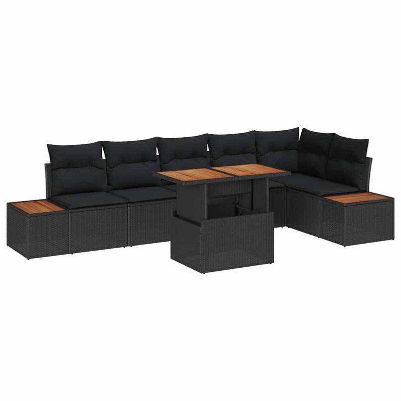 vidaXL Garden Dining Set Manual 7 pcs Black and Brown 100 x 55 x 73 cm