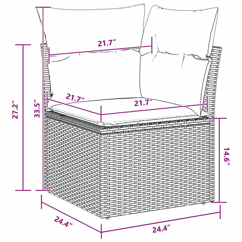 vidaXL Garden Dining Set Manual 7 pcs Black and Brown 100 x 55 x 73 cm