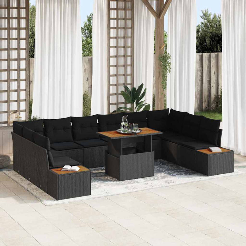 vidaXL Garden Dining Set 11 pcs Black and Brown 100 x 55 x 73 cm