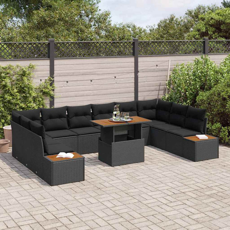 vidaXL Garden Dining Set 11 pcs Black and Brown 100 x 55 x 73 cm