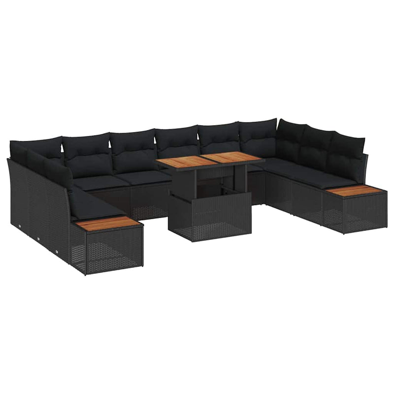 vidaXL Garden Dining Set 11 pcs Black and Brown 100 x 55 x 73 cm