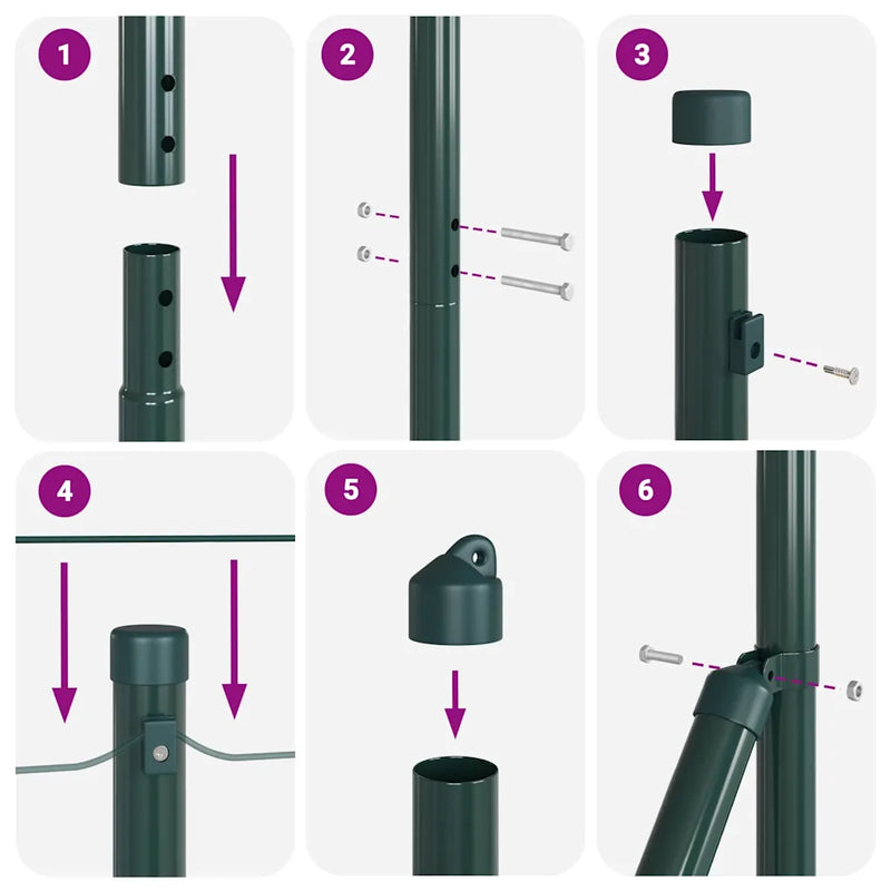 Fence with Post Green 1 x 10 m Steel