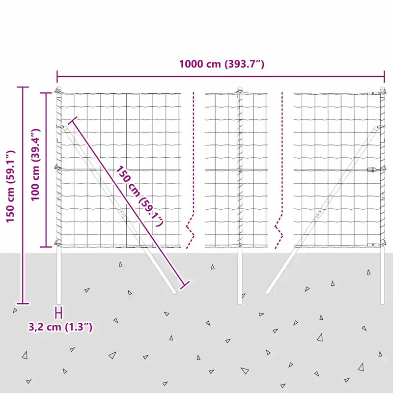Fence with Post Green 1 x 10 m Steel