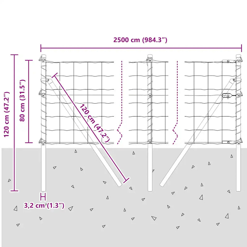 Fence with Post Green 0,8 x 25 m Steel