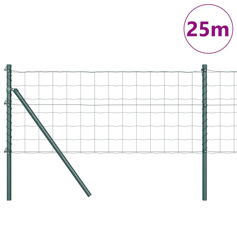 Fence with Post Green 0,8 x 25 m Steel