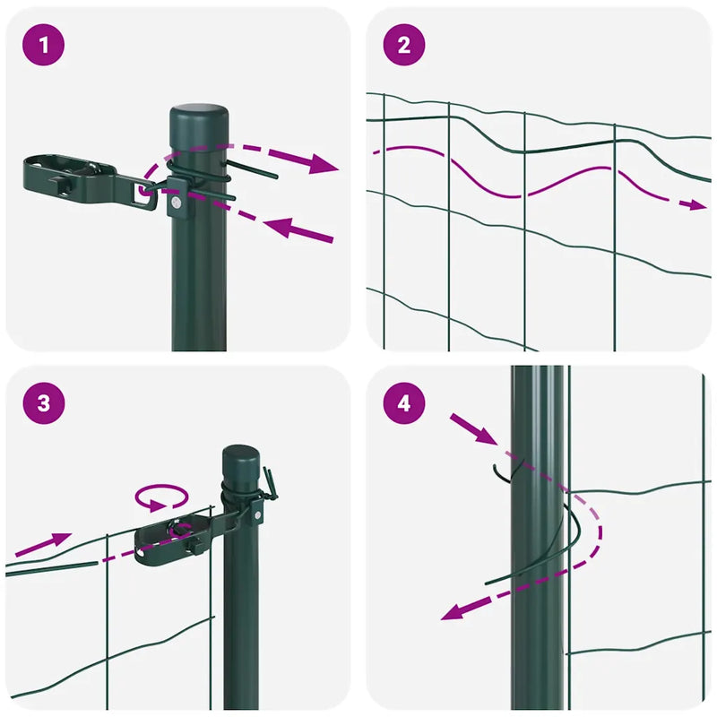 Fence with Post Green 1 x 25 m Steel