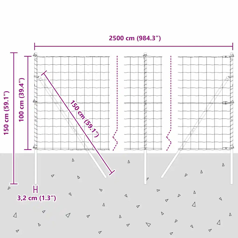 Fence with Post Green 1 x 25 m Steel