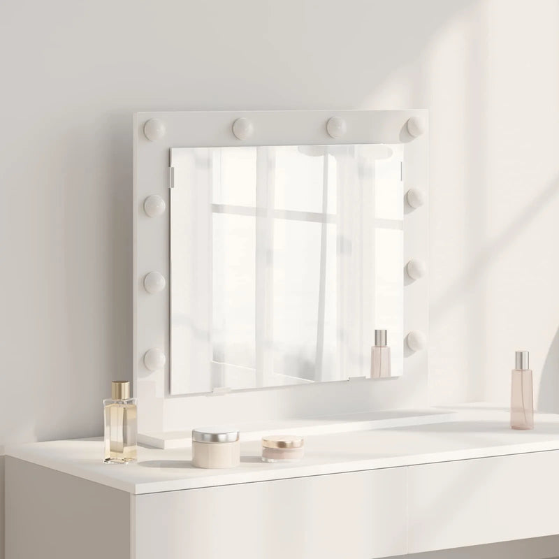 Vanity Mirror White 60 x 55 x 18 cm Glass and Engineered wood