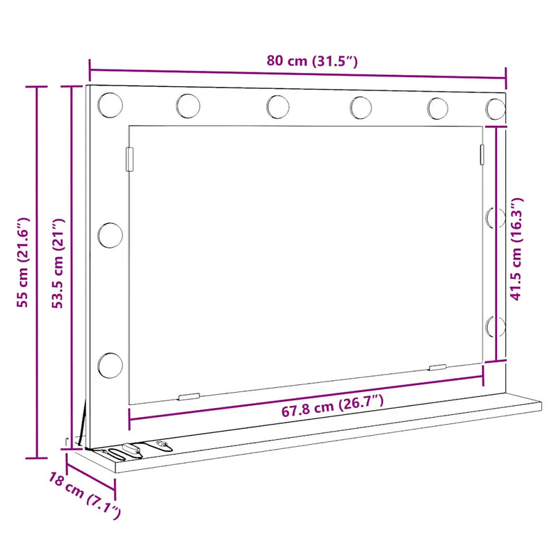 Vanity Mirror White 80 x 15 x 18 cm Glass and Engineered wood
