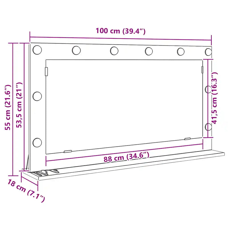 Vanity Mirror White 100 x 55 x 18 cm Glass and Engineered wood