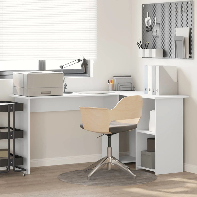 Desk White 142 x 102 x 73 cm Engineered Wood