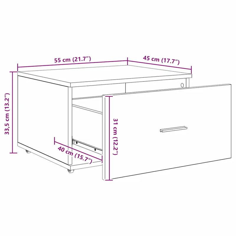 Drawer Cabinet with Wheel White 55 x 45 x 31 cm