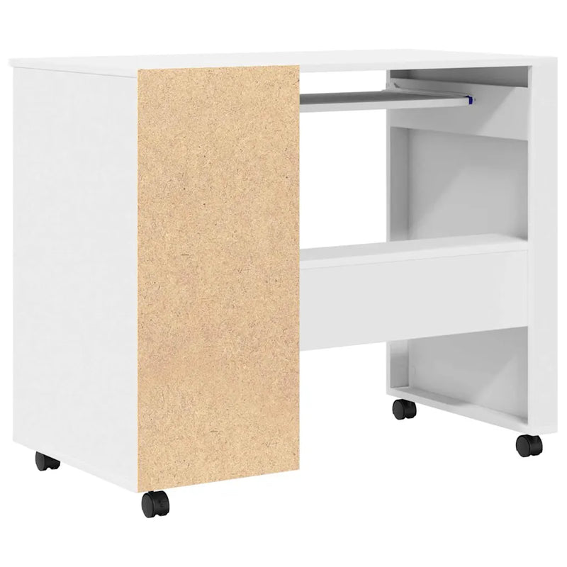 Desk with Wheels White 91 x 50 x 77 cm Engineered Wood