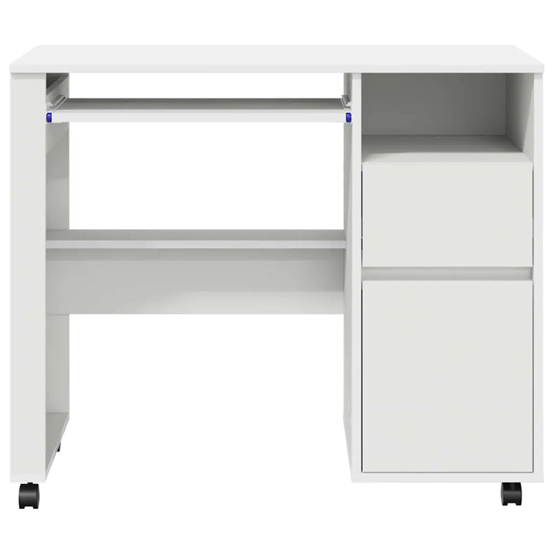 Desk with Wheels White 91 x 50 x 77 cm Engineered Wood