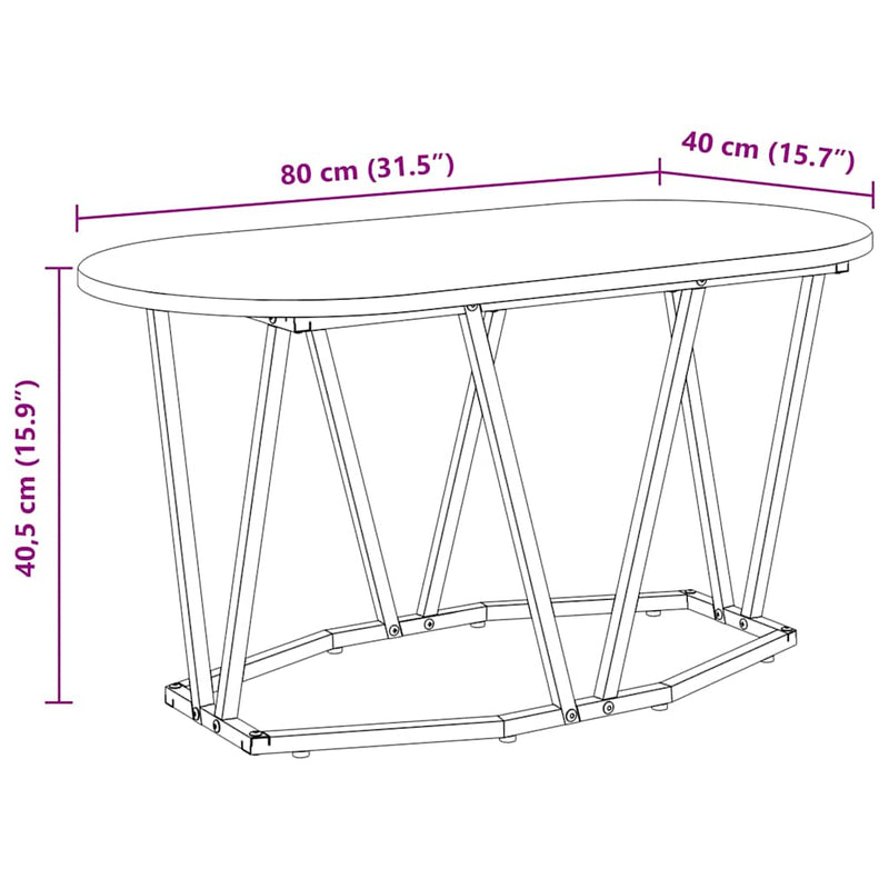 vidaXL Coffee Table Black Oak 80 x 40 x 40.5 cm