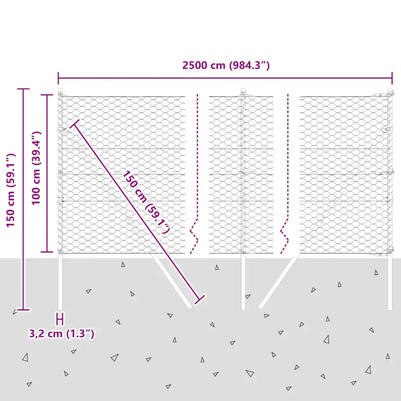 Fence Post Green 25 x 1 m (50 mm mesh) Steel