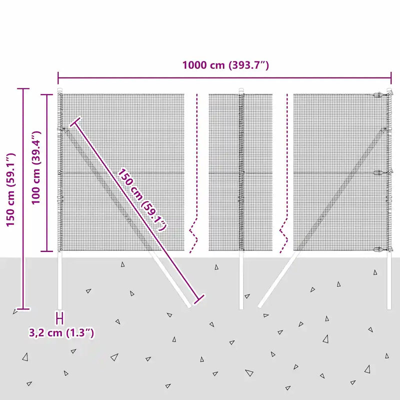 Fence Post Green 10 x 1 m (12 x 12 mm mesh) Steel