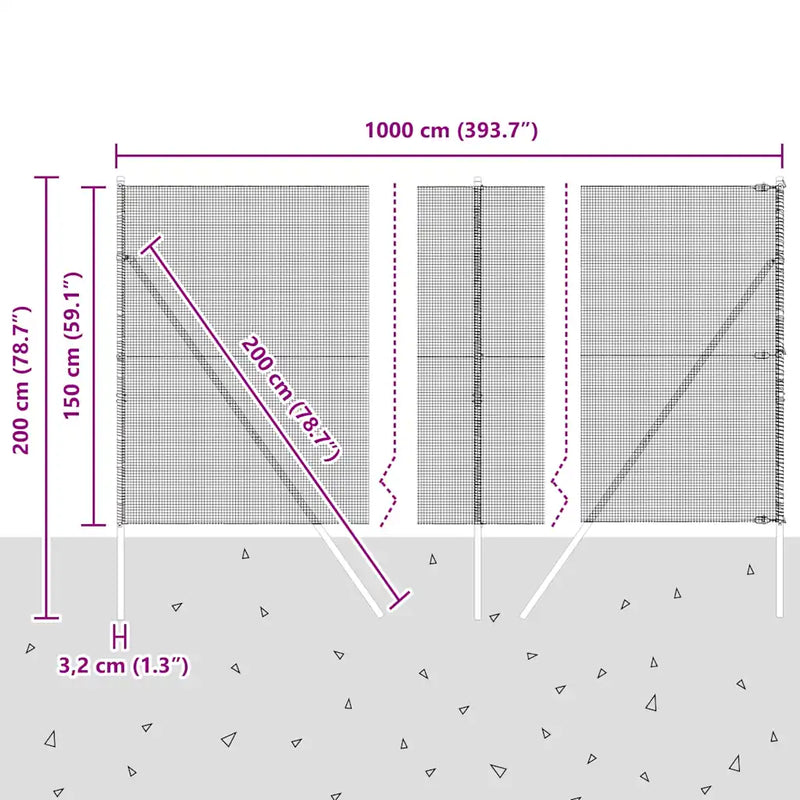 Fence Post Green 10 x 1,5 m (12 x 12 mm mesh) Steel