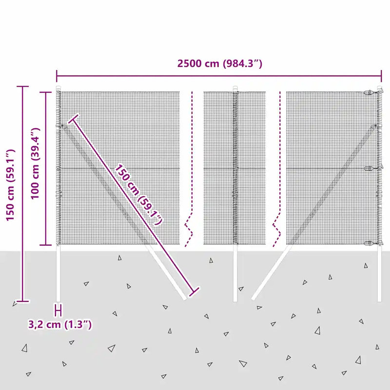 Fence Post Green 25 x 1 m (12 x 12 mm mesh) Steel