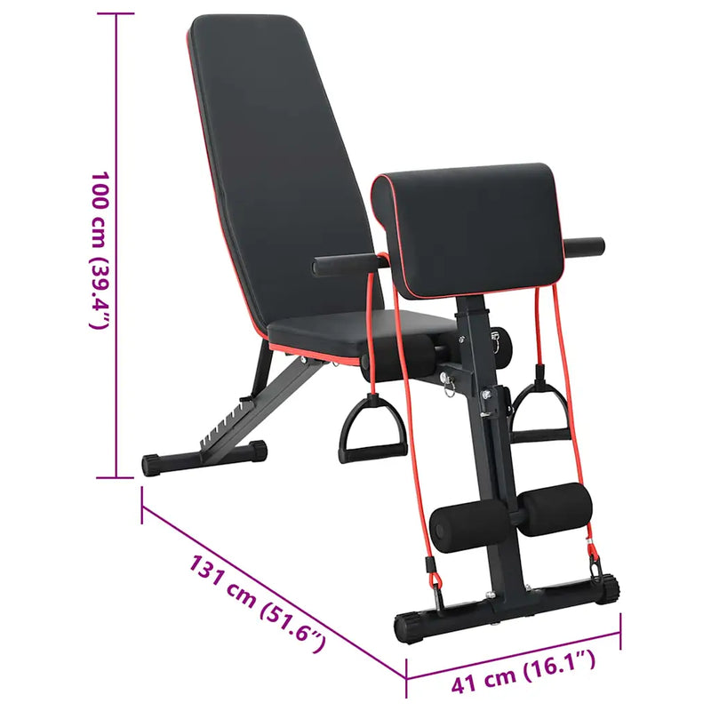 Weight Bench Manual Black 131 x 41 x 100 cm Powder-Coated Steel