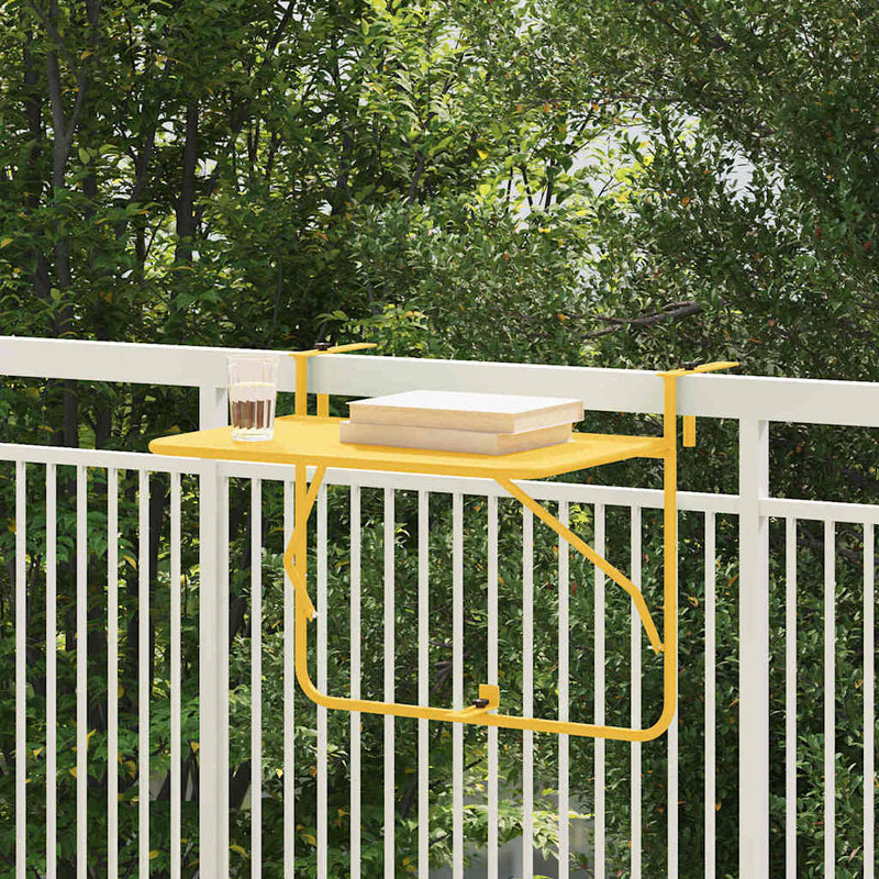 vidaXL Hanging Balcony Table Mustard 60 x 39 x 65 cm Steel