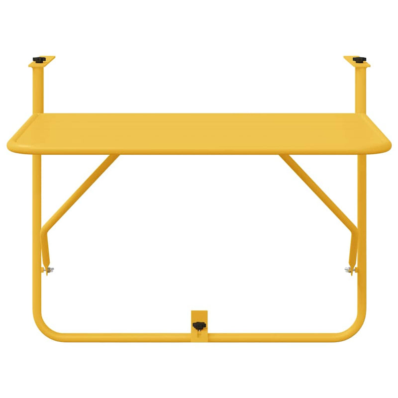 vidaXL Hanging Balcony Table Mustard 60 x 39 x 65 cm Steel