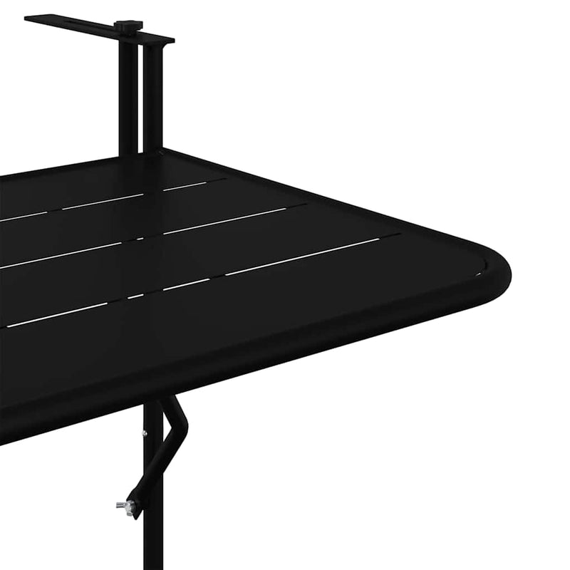vidaXL Hanging Balcony Table Folding Black 60 x 39 x 65 cm Steel