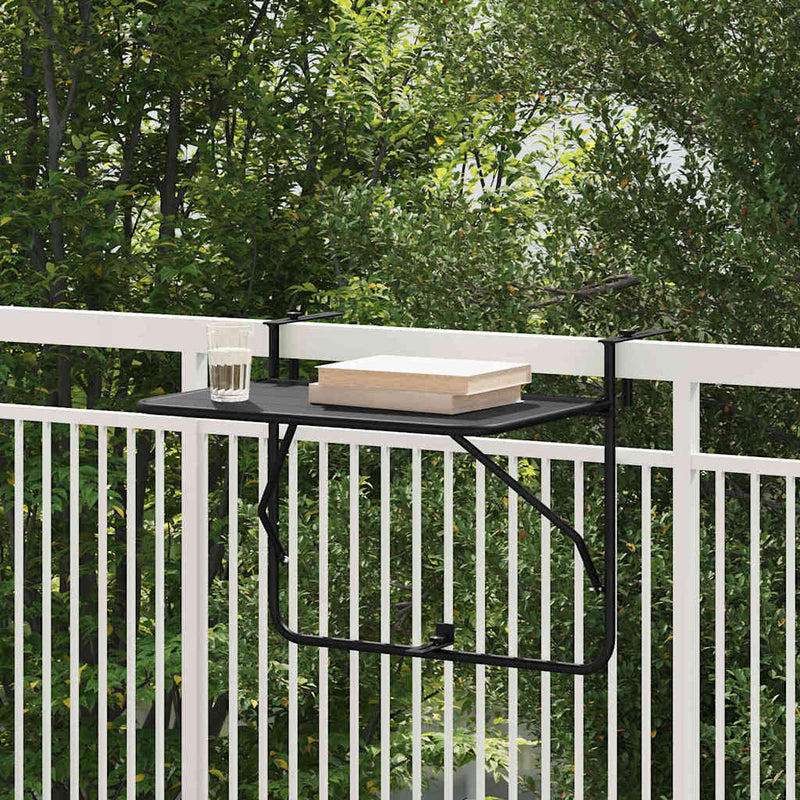 vidaXL Hanging Balcony Table Folding Black 60 x 39 x 65 cm Steel