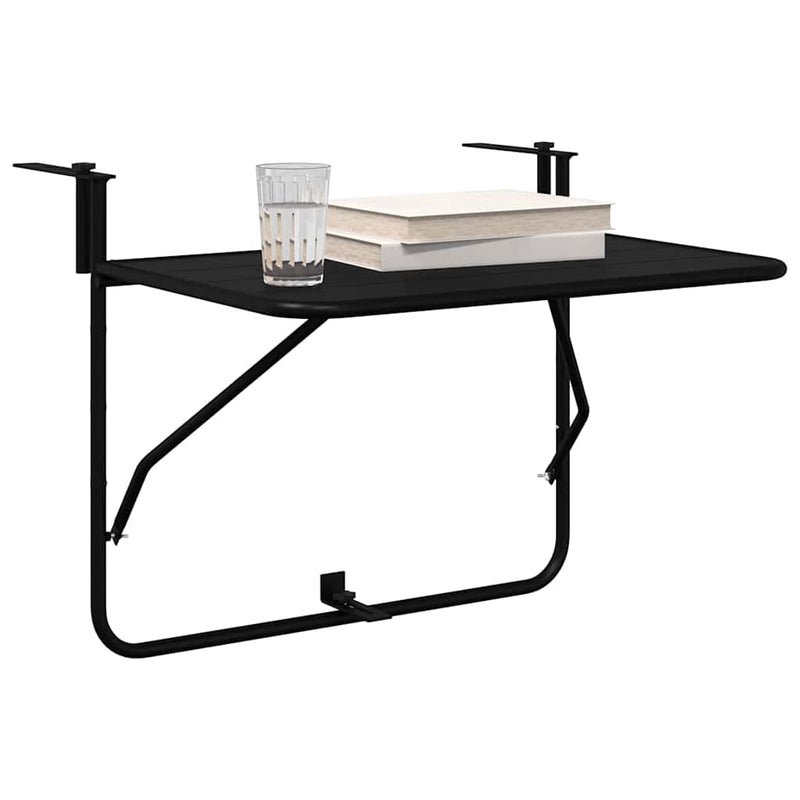 vidaXL Hanging Balcony Table Folding Black 60 x 39 x 65 cm Steel