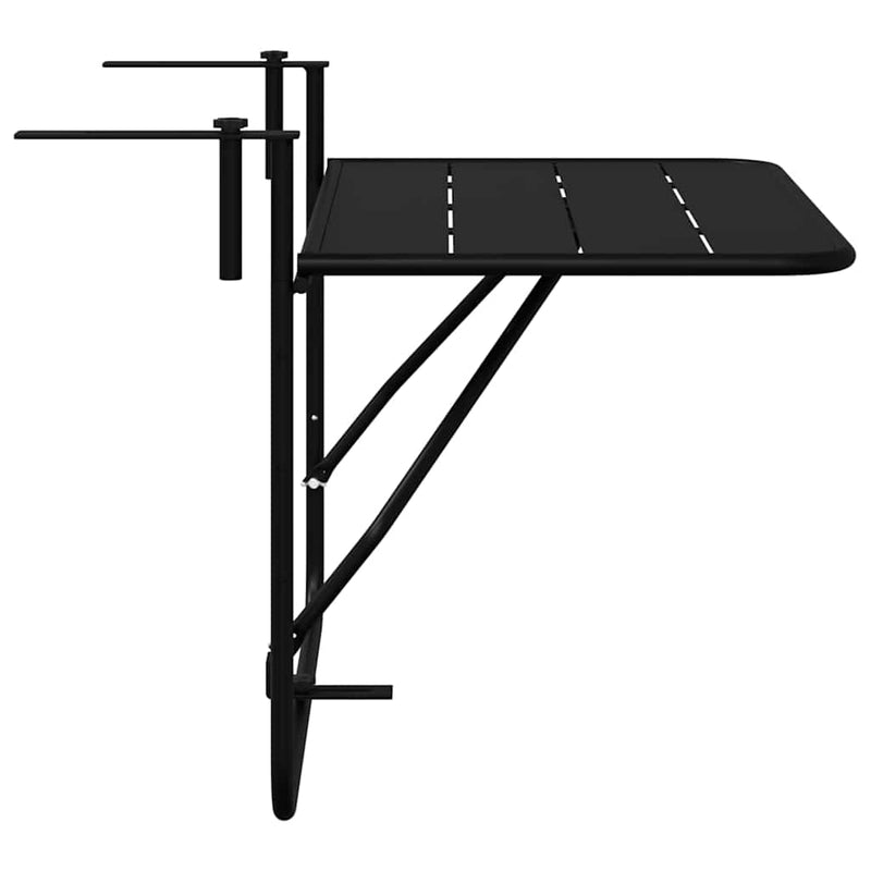 vidaXL Hanging Balcony Table Folding Black 60 x 39 x 65 cm Steel