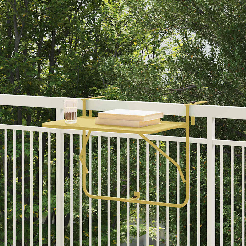 vidaXL Hanging Balcony Table Folding Gold 60 x 39 x 65 cm Steel