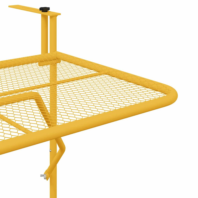 vidaXL Hanging Balcony Table Mustard 60 x 39 x 65 cm Steel