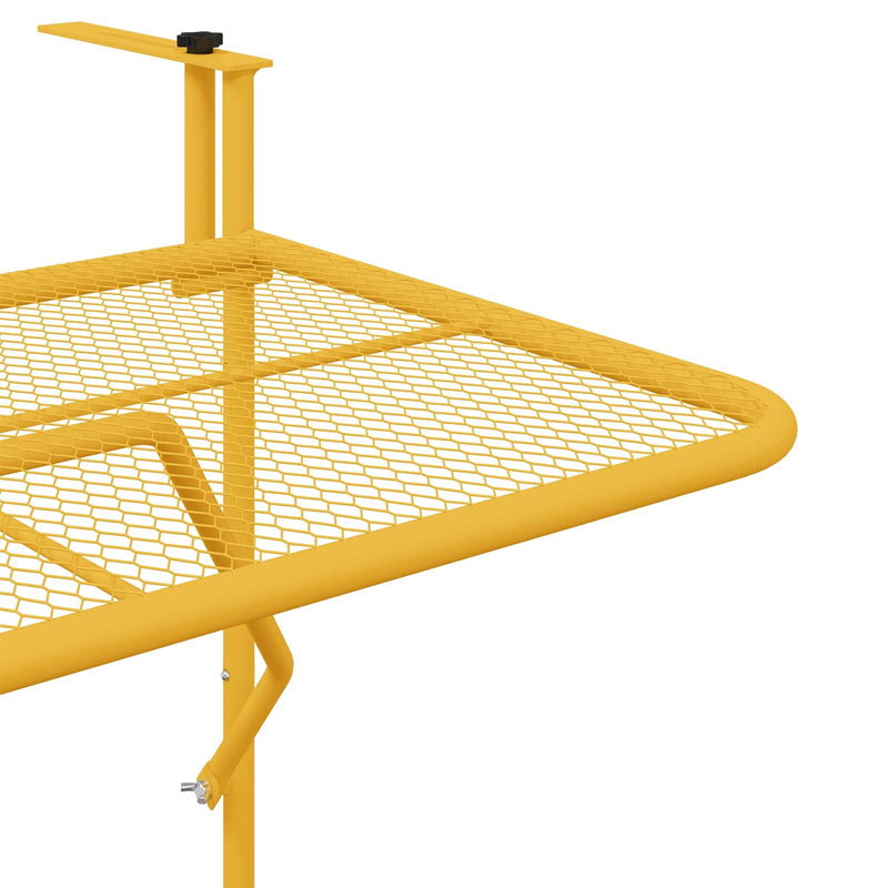 vidaXL Hanging Balcony Table Folding Mustard 60 x 39 x 65 cm Steel