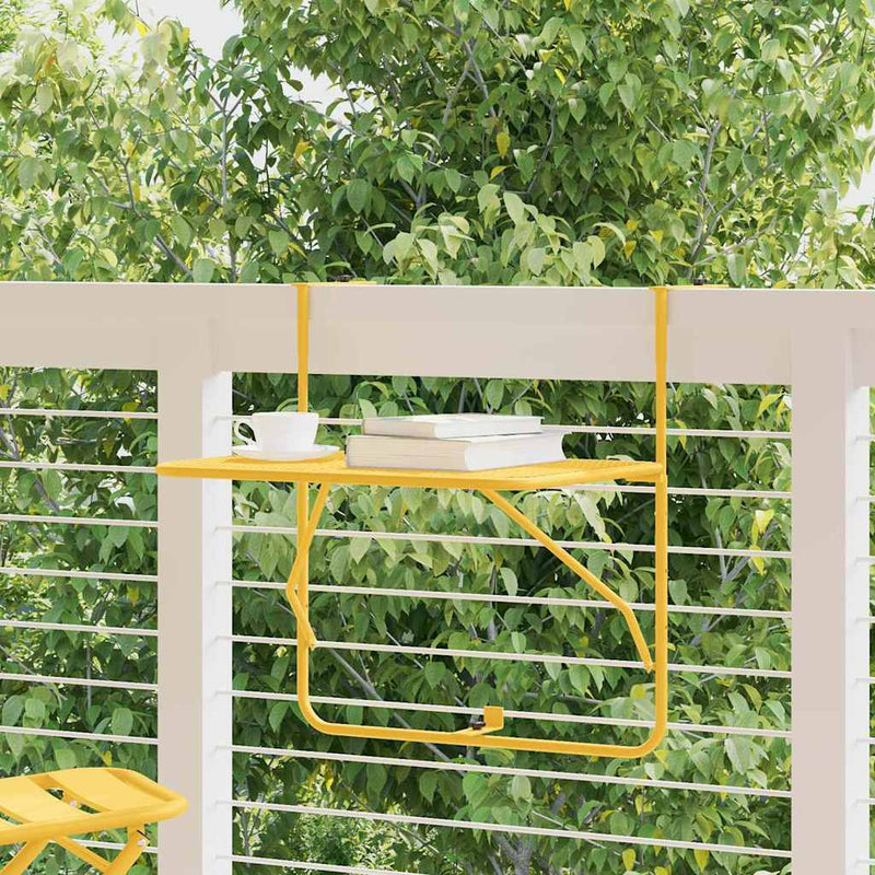 vidaXL Hanging Balcony Table Folding Mustard 60 x 39 x 65 cm Steel