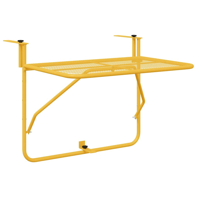 vidaXL Hanging Balcony Table Mustard 60 x 39 x 65 cm Steel