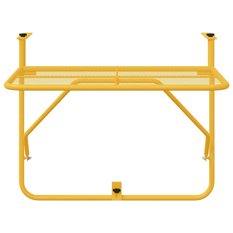 vidaXL Hanging Balcony Table Folding Mustard 60 x 39 x 65 cm Steel