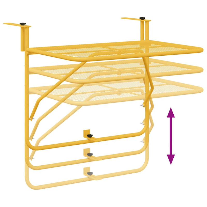 vidaXL Hanging Balcony Table Mustard 60 x 39 x 65 cm Steel