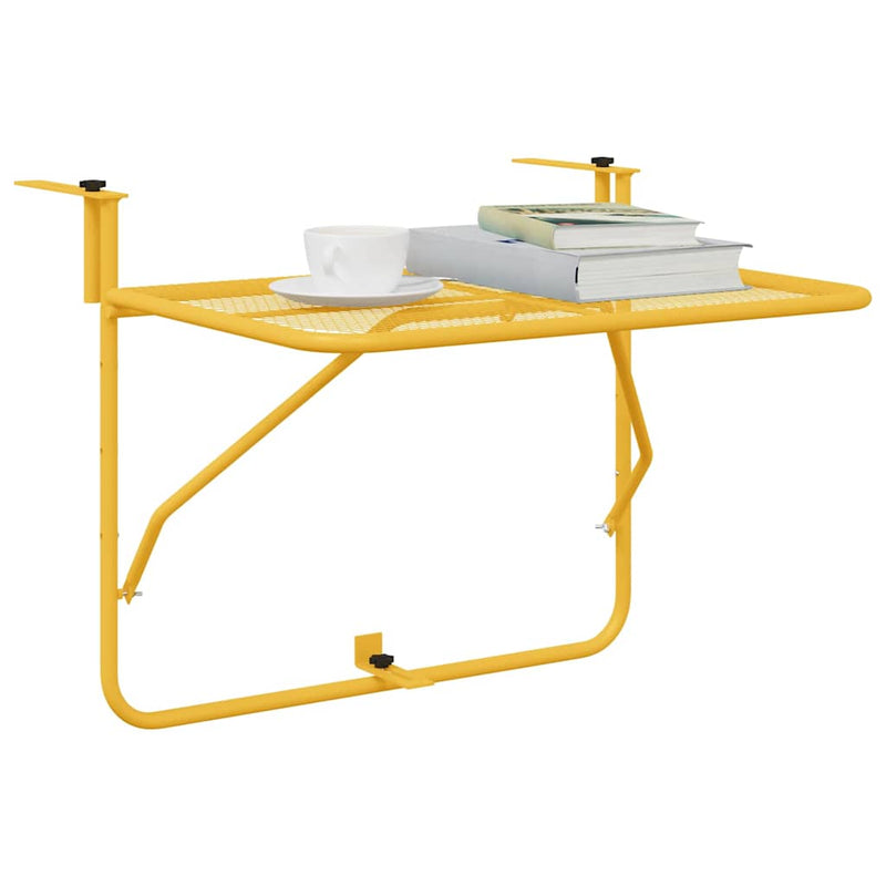 vidaXL Hanging Balcony Table Mustard 60 x 39 x 65 cm Steel
