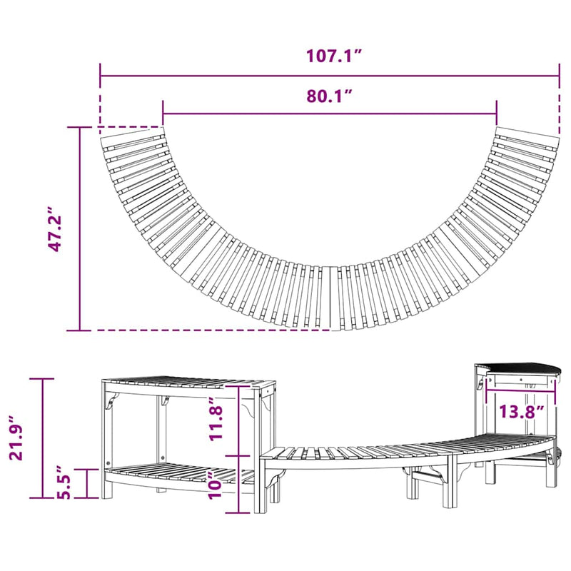 vidaXL Hot Tub Surround Half-Round Brown 272 x 120 x 55,5 cm
