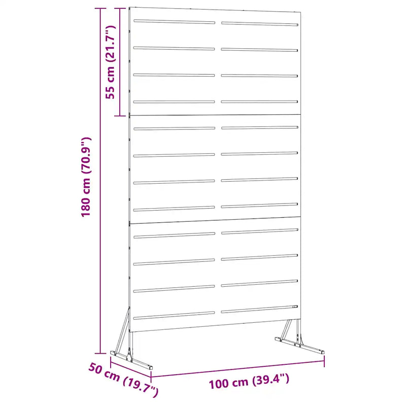 Privacy Screen 100 x 50 x 180 cm Galvanised Steel Silver