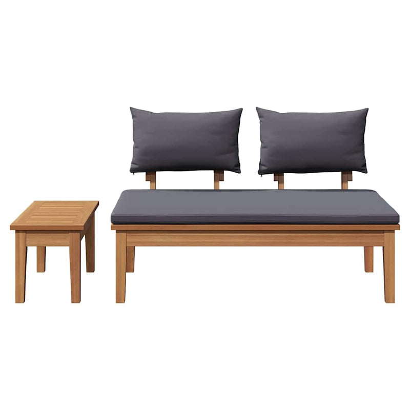 vidaXL Garden Bench 2 pcs Grey and Brown Solid Teak wood