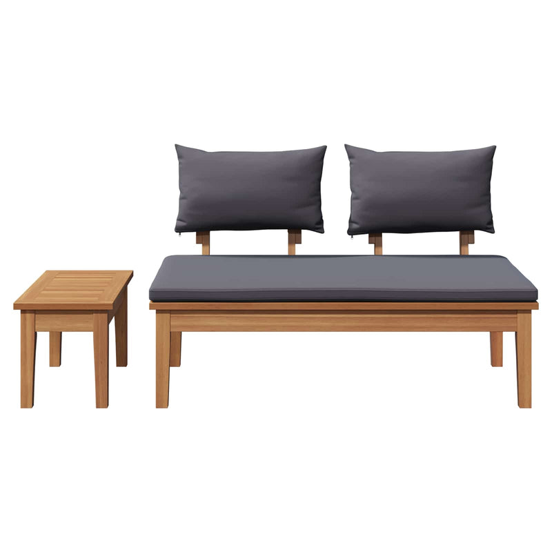 vidaXL Garden Bench 2 pcs Grey and Brown Solid Teak wood