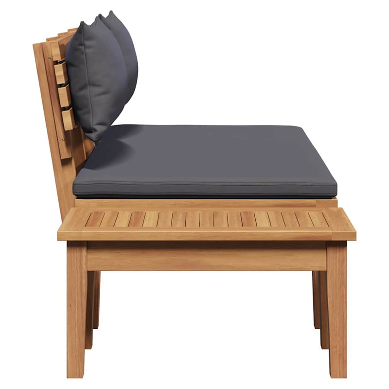 vidaXL Garden Bench 2 pcs Grey and Brown Solid Teak wood