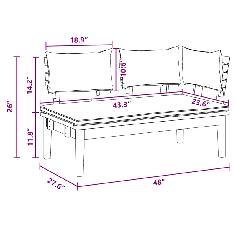 vidaXL Garden Bench 2 pcs Grey and Brown Solid Teak wood