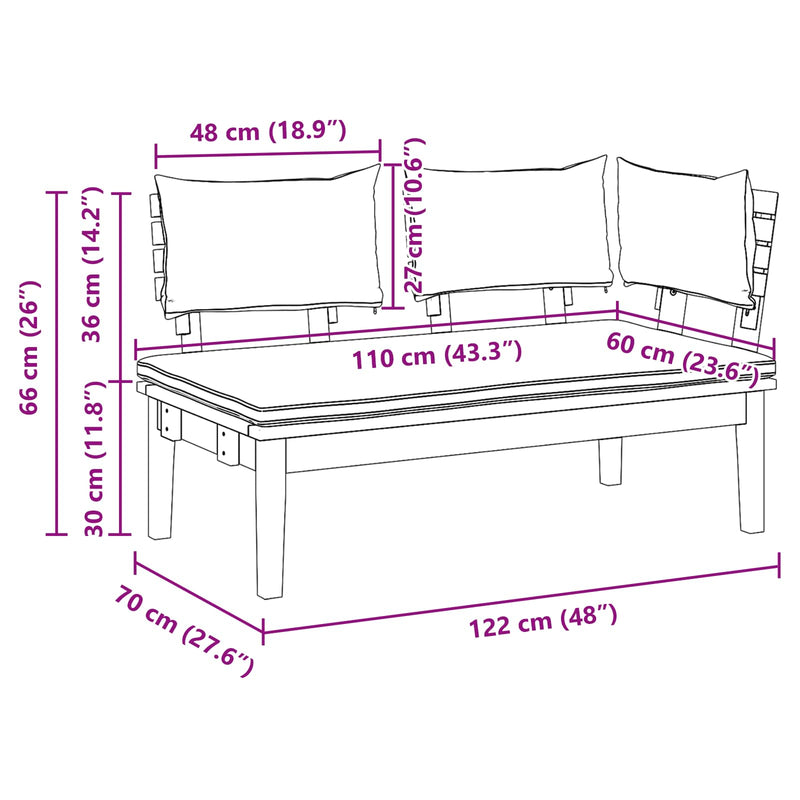 vidaXL Garden Bench 2 pcs Grey and Brown Solid Teak wood