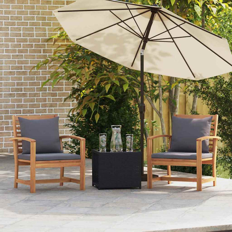 vidaXL Chair with Cushion 2 pcs Brown and Dark Grey 65 x 60 x 76.5 cm